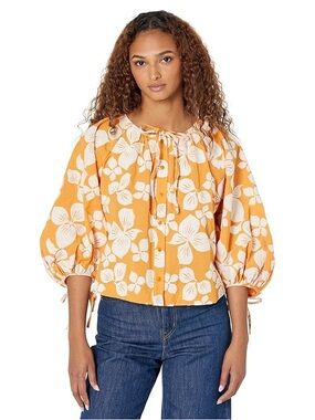 NWT Ted Baker London Raglan Puff Sleeve Blouse in Dark Orange